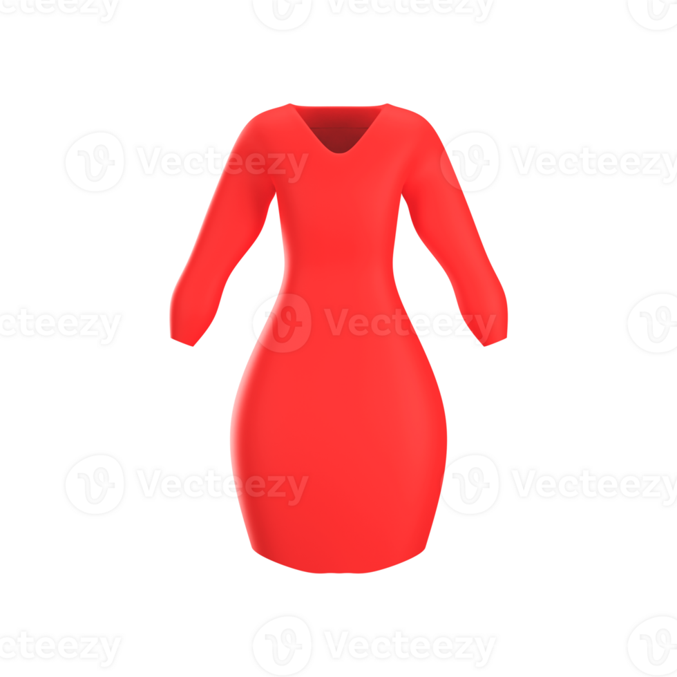 3D Render Of Red Female Dress Element. png