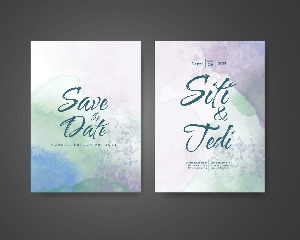 Wedding invitation with abstract watercolor background vector