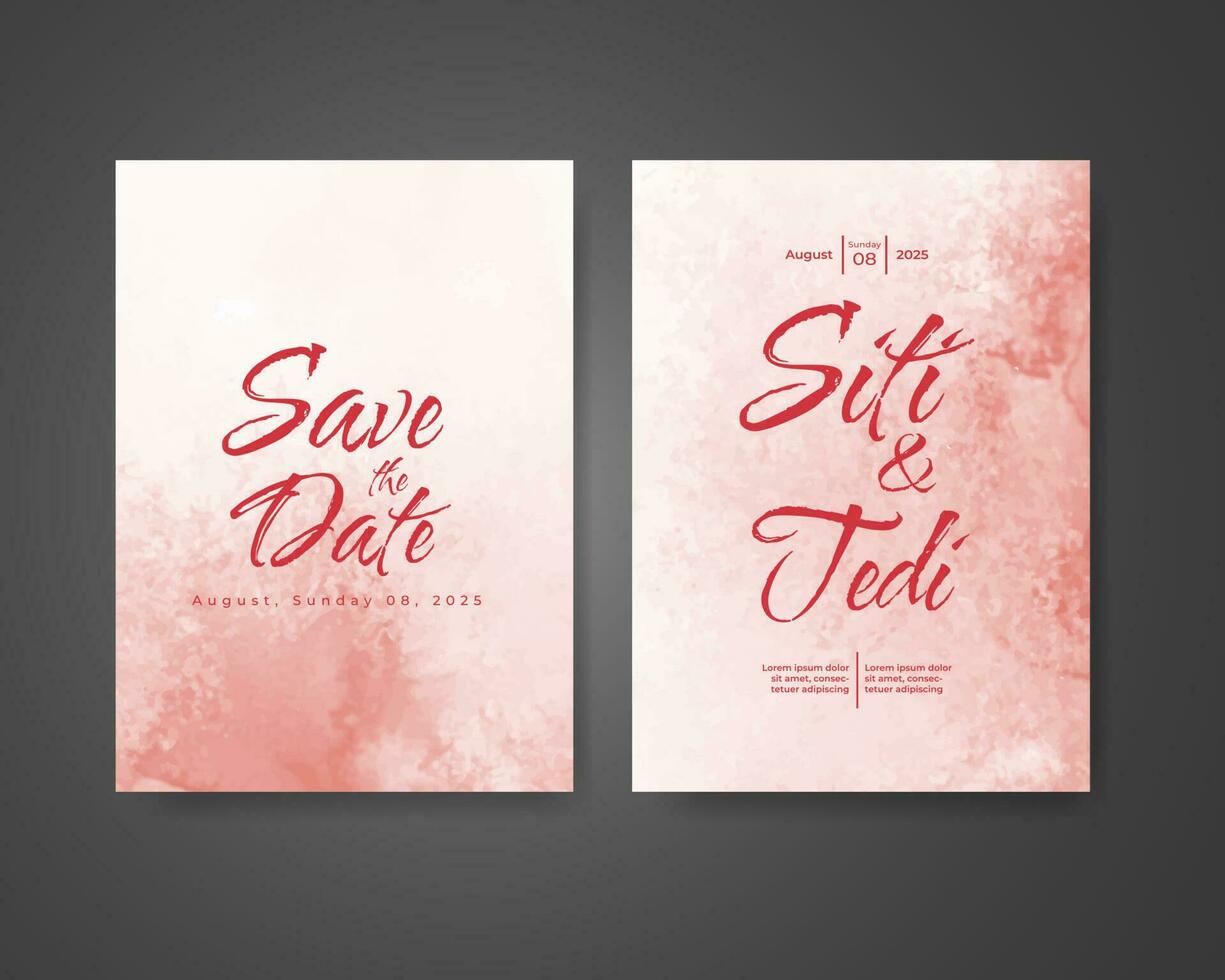Wedding invitation with abstract watercolor background vector