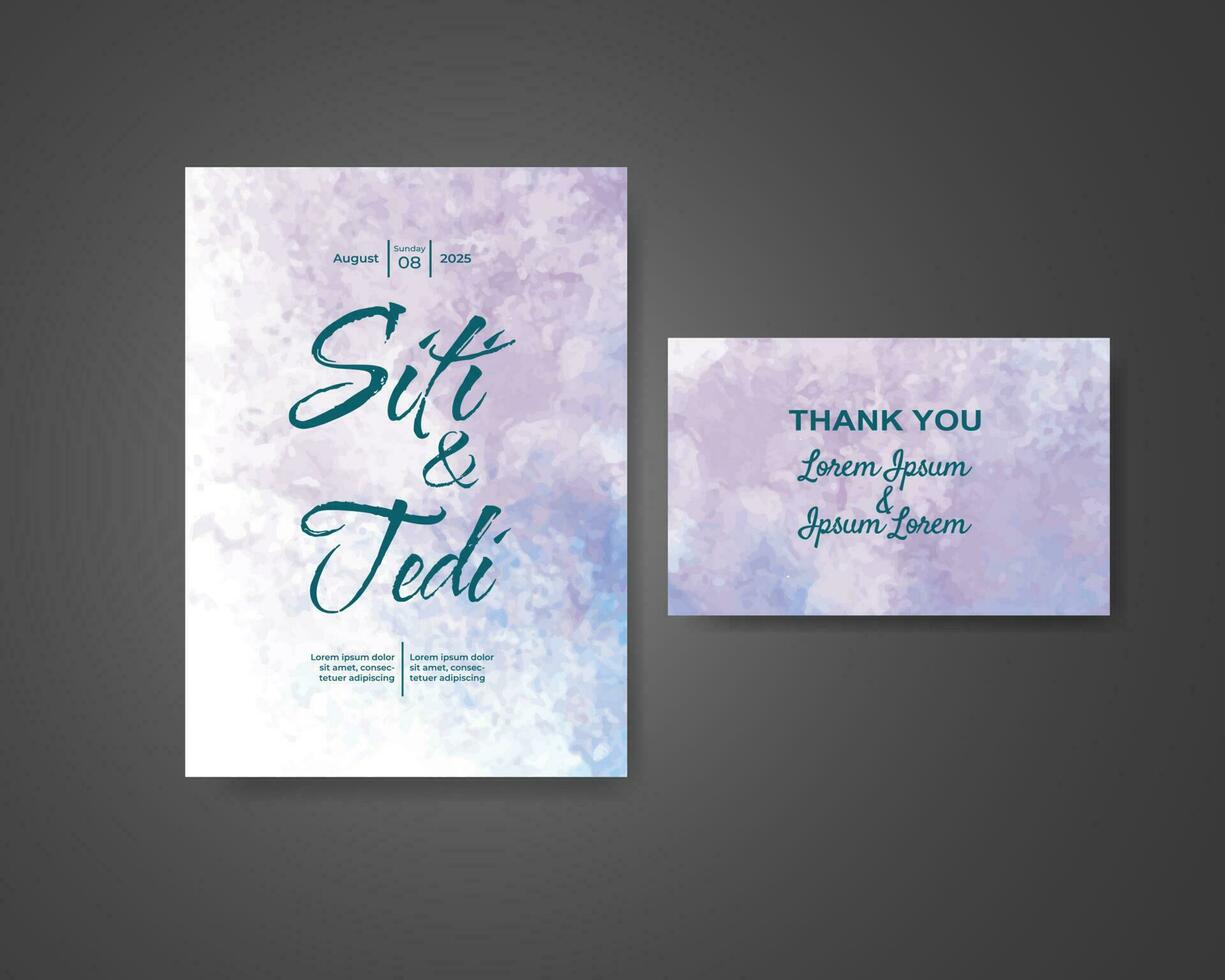 Wedding invitation with abstract watercolor background vector