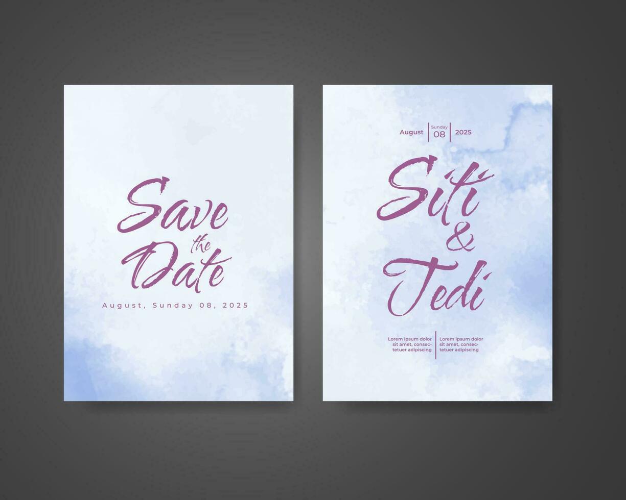 Wedding invitation with abstract watercolor background vector