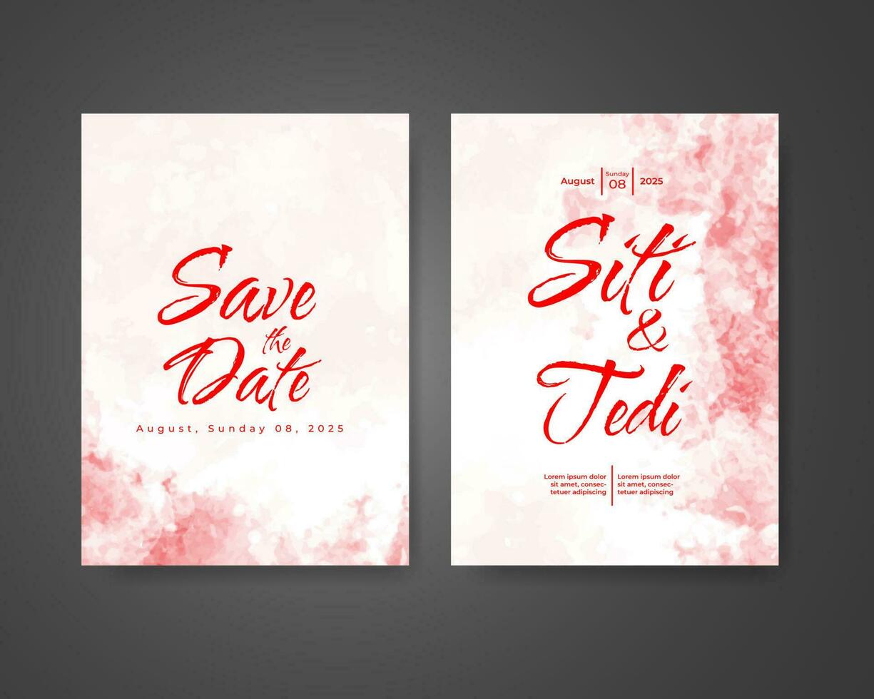 Wedding invitation with abstract watercolor background vector