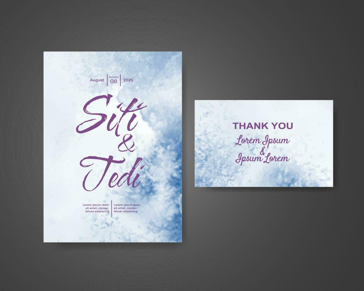 Wedding invitation with abstract watercolor background vector