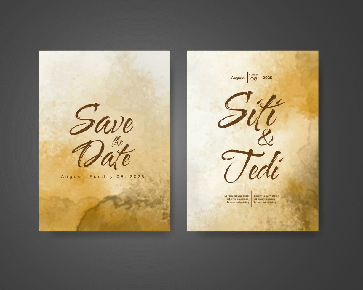 Wedding invitation with abstract watercolor background vector