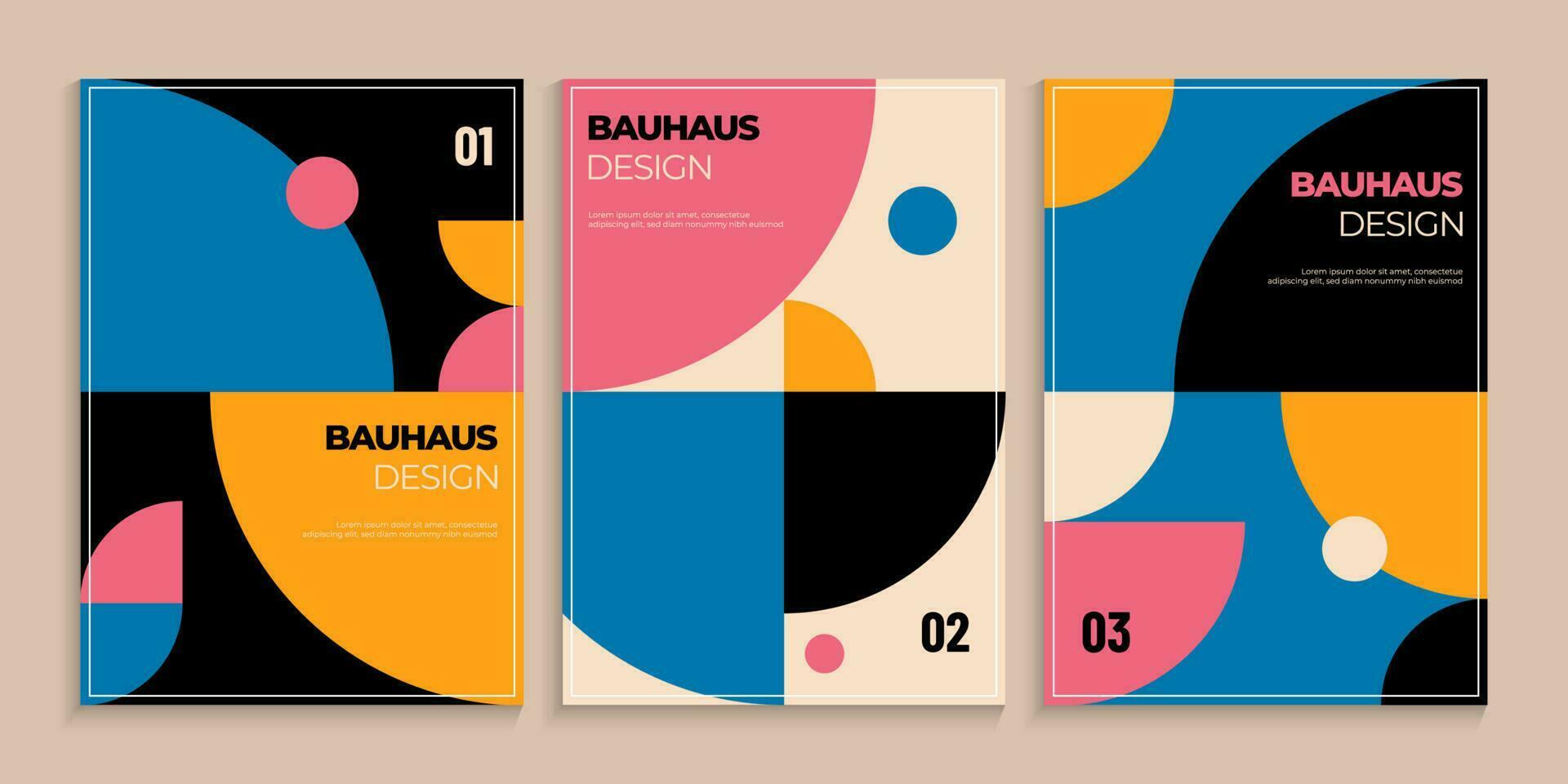 Minimalist primitive bauhaus cover design set vector