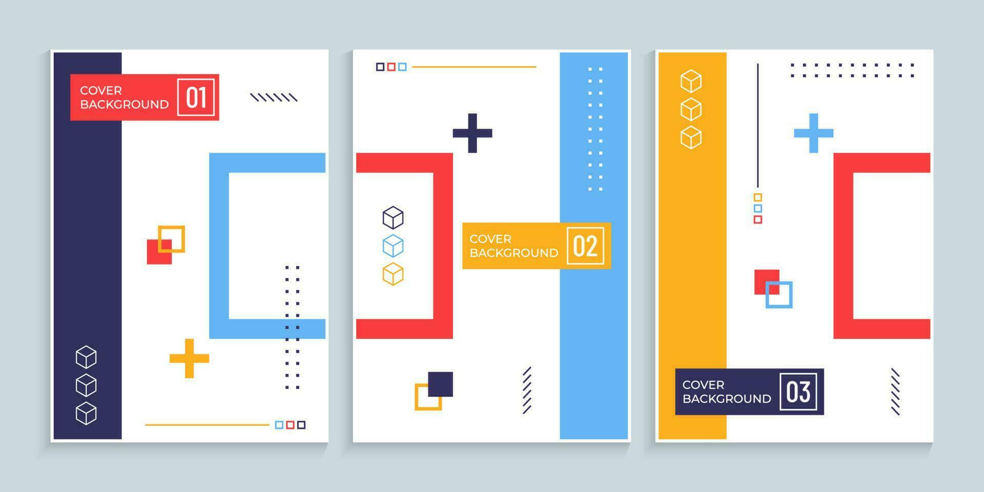 Memphis style cover book template set vector