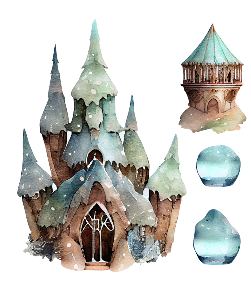 Snow Palace Watercolor Clipart png