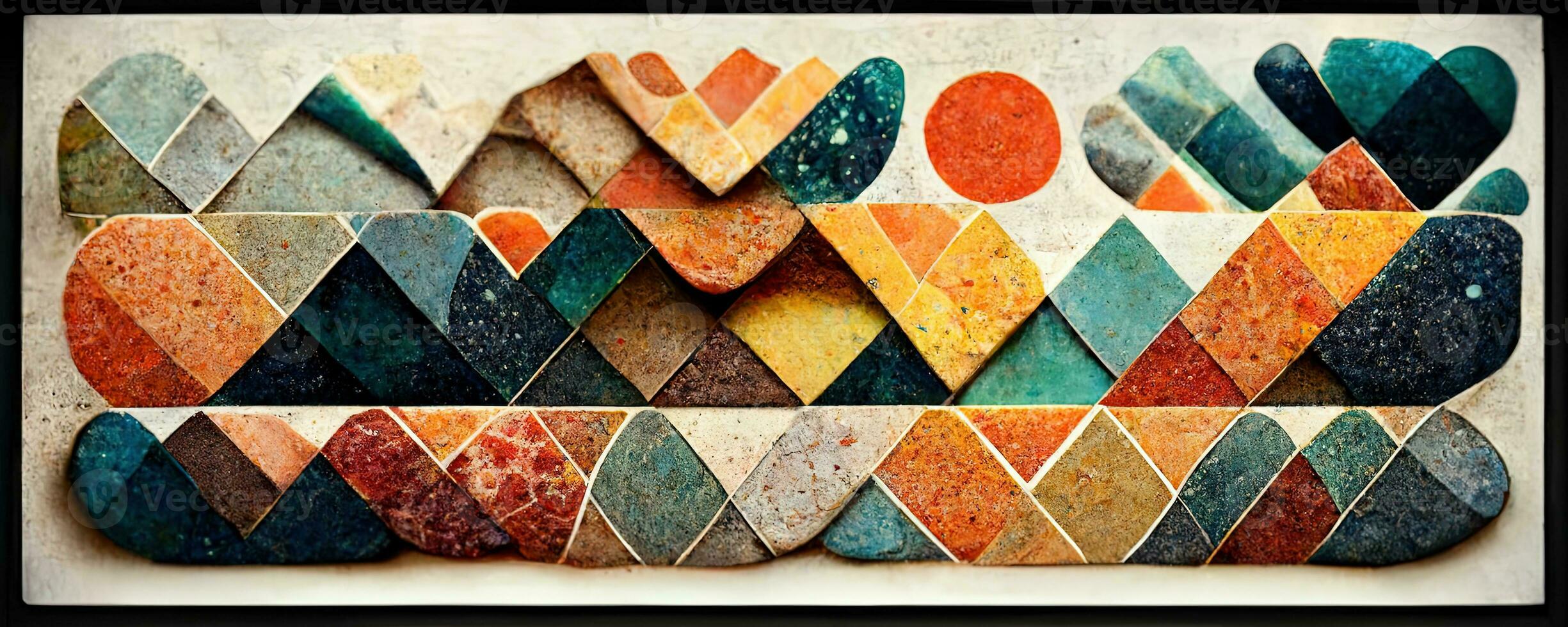 Artistic colorful mosaic pattern. Collage contemporary print with trendy decorative mosaic pattern with different colors, modern art. Banner concept photo