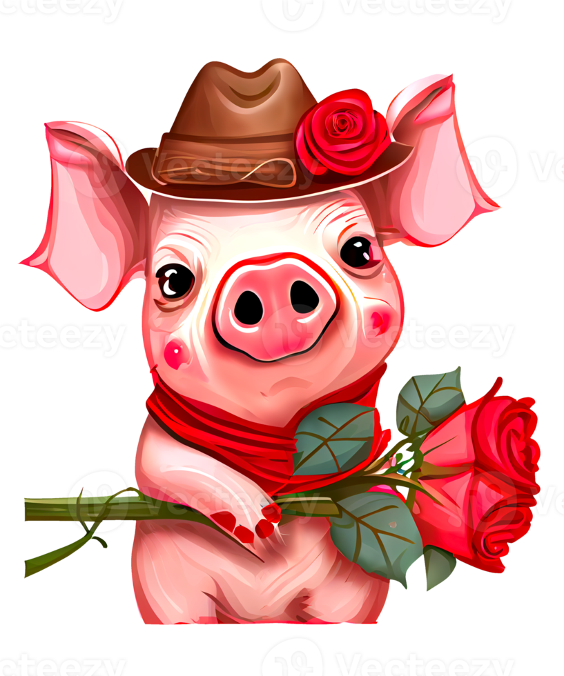 Pig Gentlemen Watercolor Sublimation png