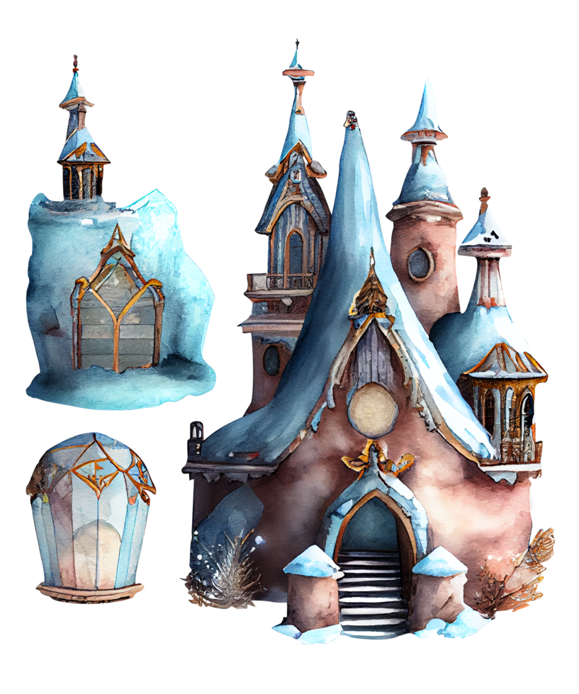 Snow Palace Watercolor Clipart png