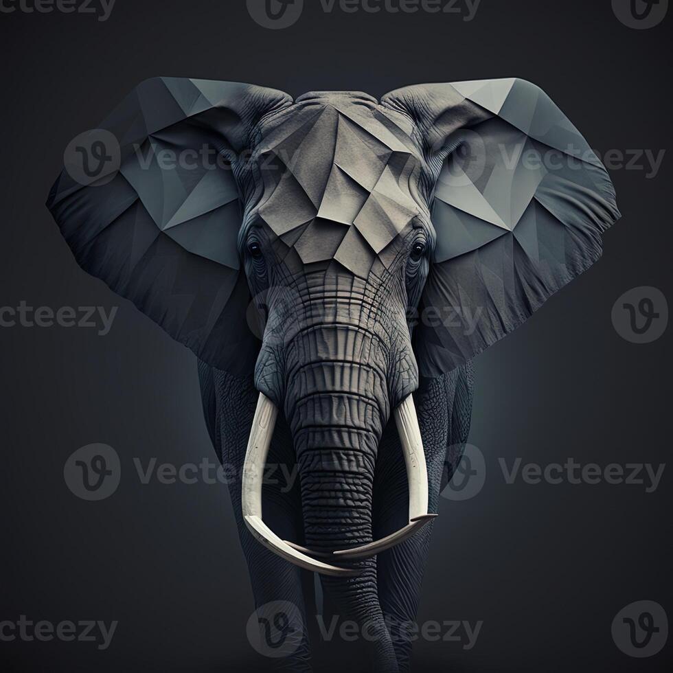 illustration of creative of elephant made of colorful geometric shapes on background. Leader, courage, strong and brave, photo