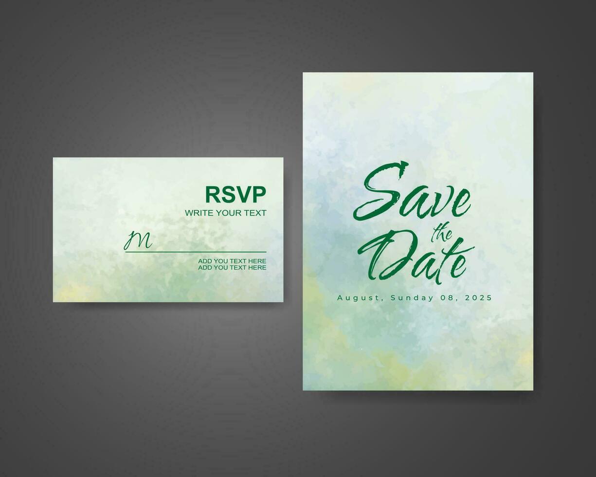 Wedding invitation with abstract watercolor background vector