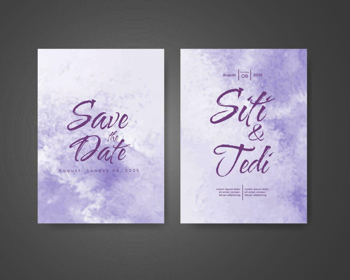 Wedding invitation with abstract watercolor background vector