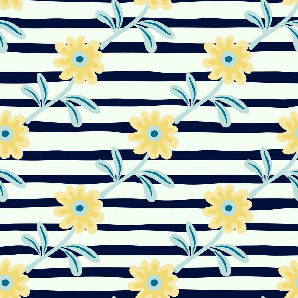 Cute flower seamless pattern in simple style. Hand drawn floral endless background. vector
