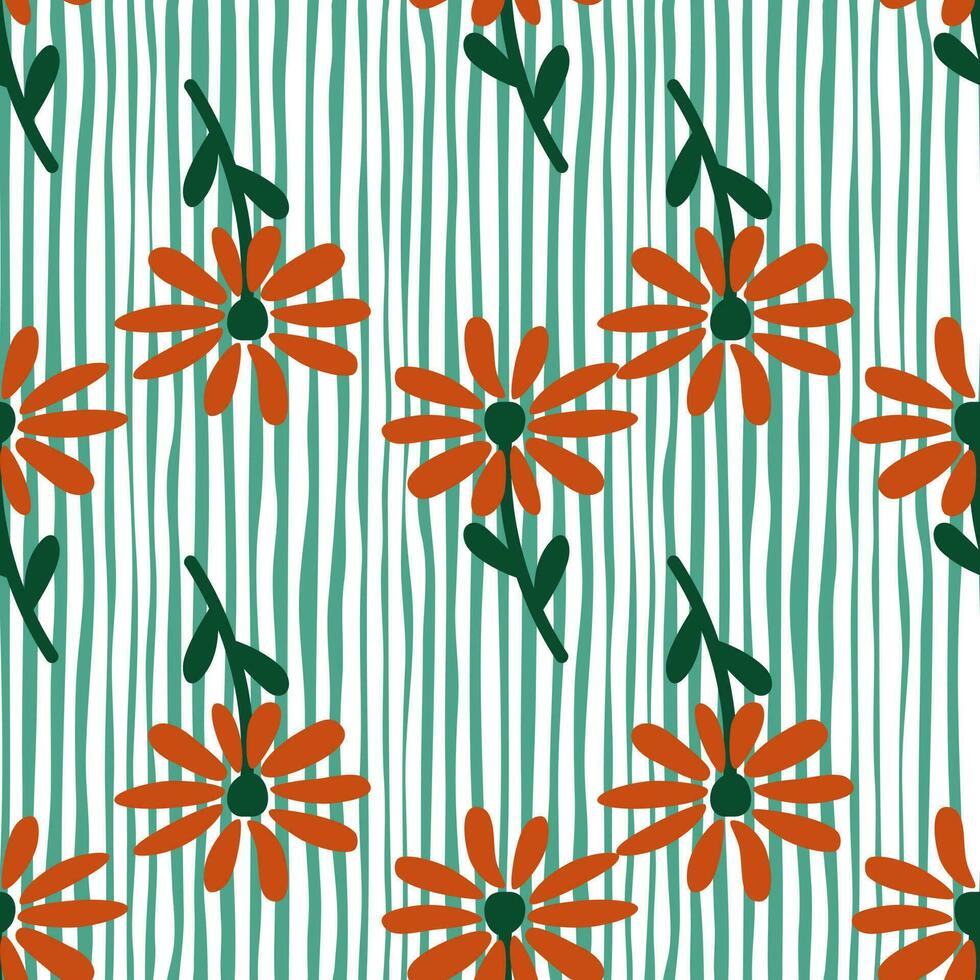 Doodle chamomile seamless pattern. Hand drawn ditsy print. Abstract floral ornament. Simple botanical backdrop. vector