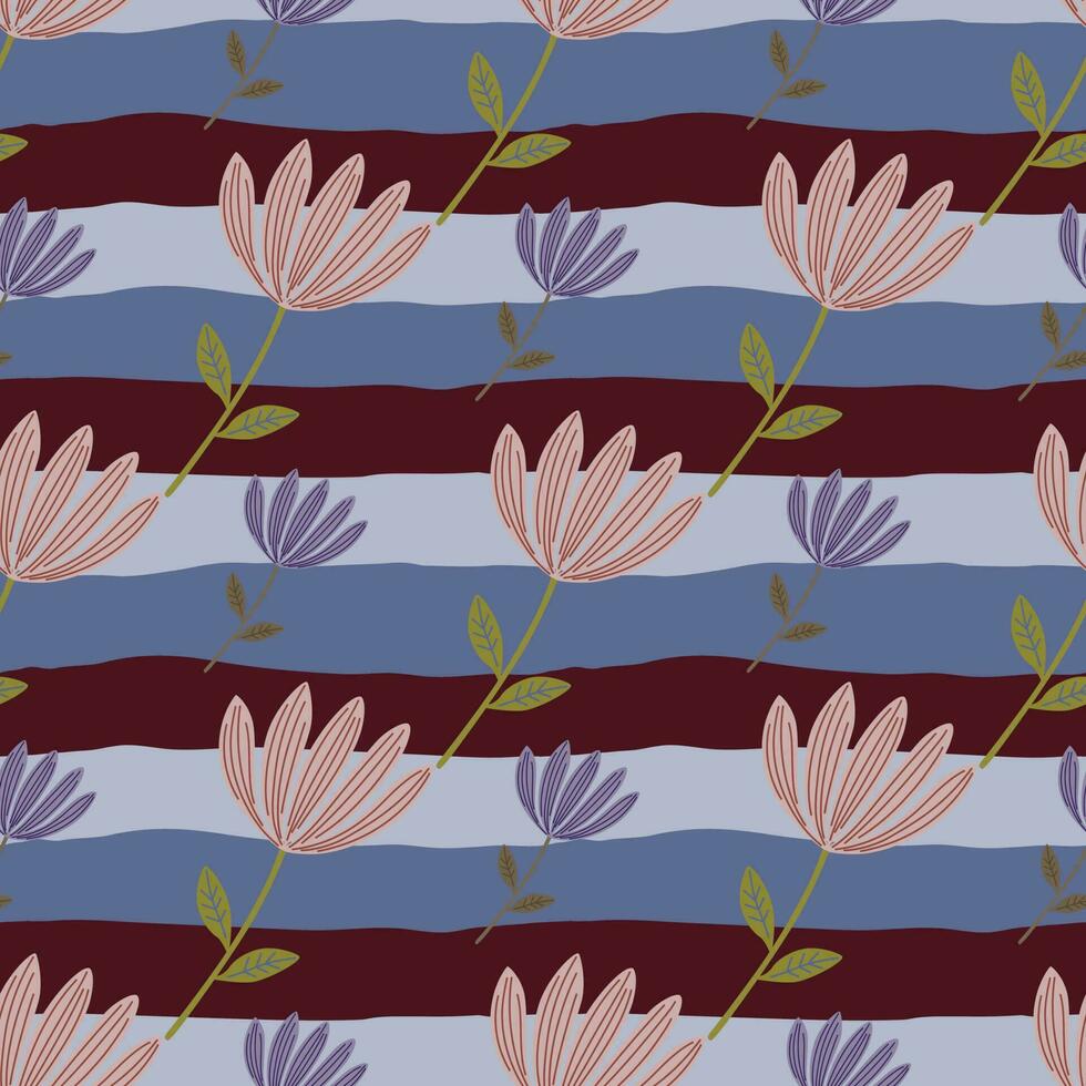 Tropical flower seamless pattern. Hand drawn cute floral endless background. vector