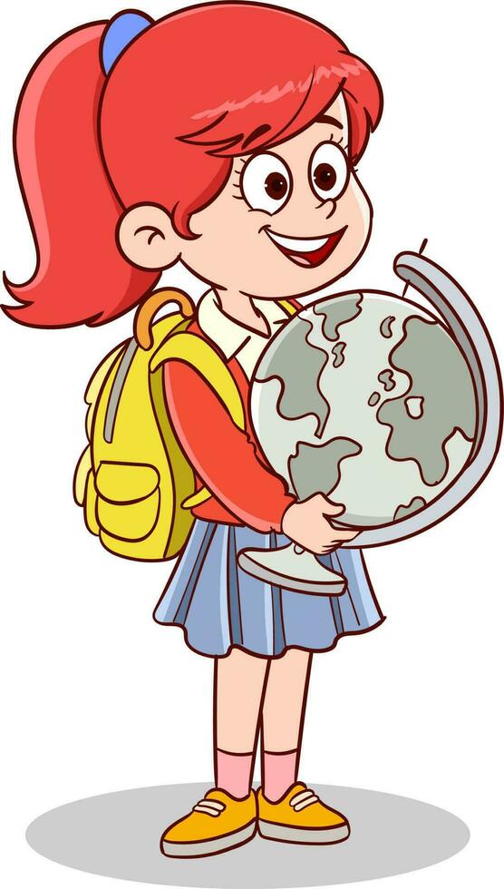 cute little schoolkids cartoon vector