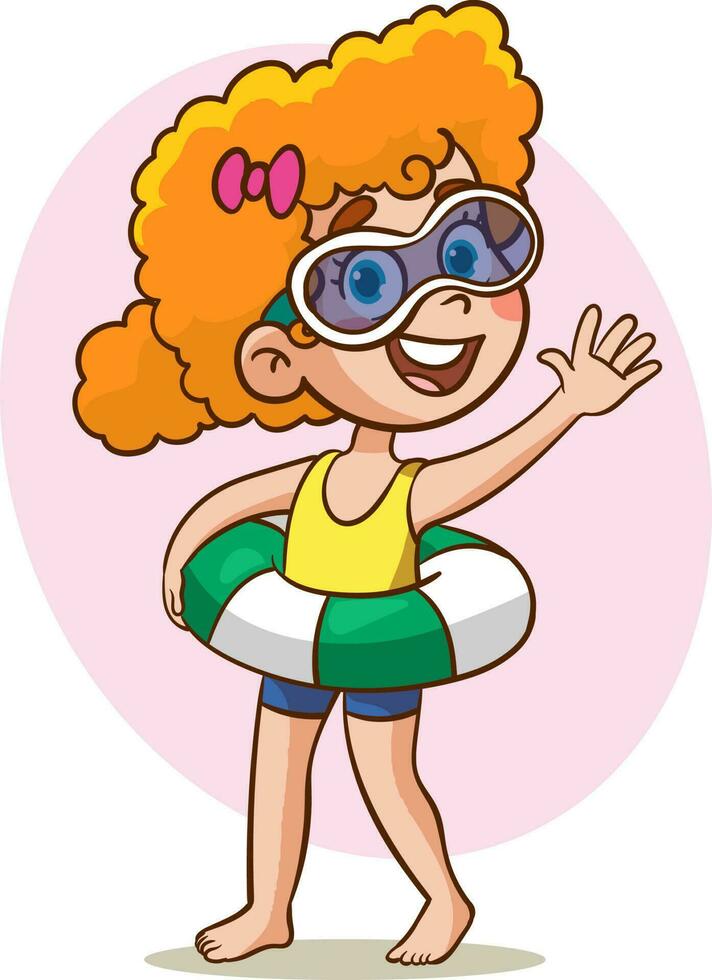 happy cute kid with swim ring vector 23562566 Vector Art at Vecteezy