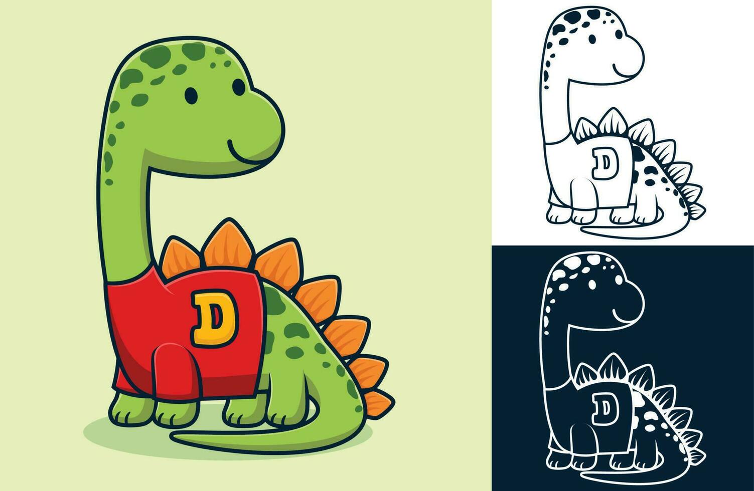 gracioso estegosaurio vistiendo ropa. vector dibujos animados ilustración en plano icono estilo