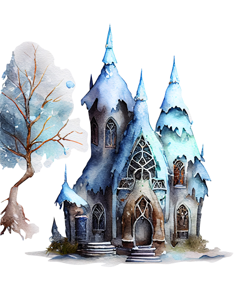 Snow Palace Watercolor Clipart png