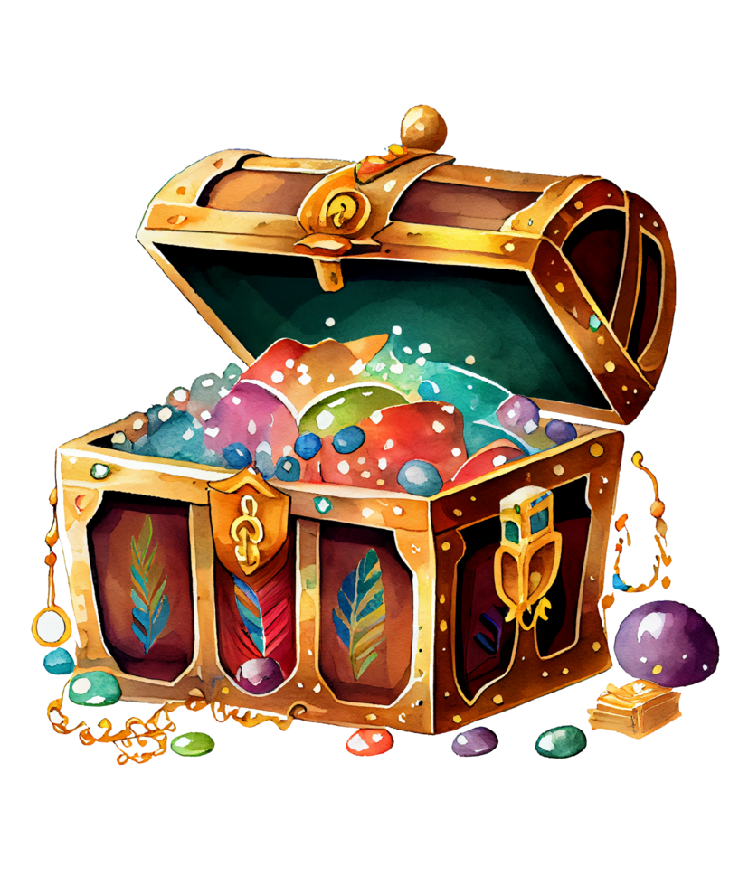 Free Treasure Box Watercolor Clipart ai generative 23563430 PNG with