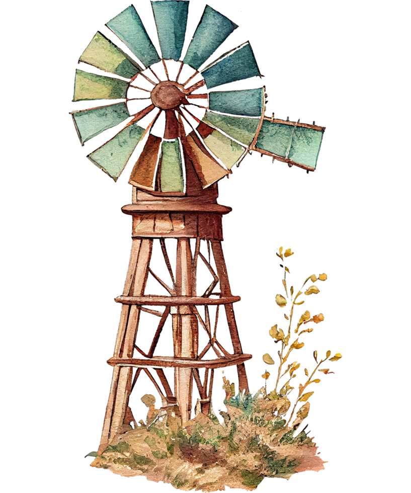 Windmill Watercolor Clipart png
