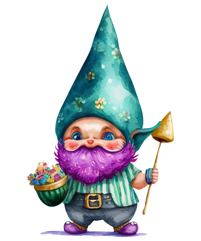 mignonne gnome mardi gras aquarelle ai génératif png