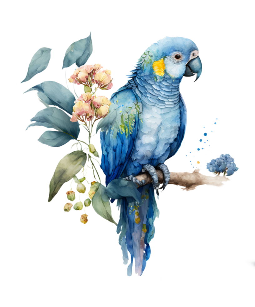 carino blu pappagallo acquerello sublimazione ai generativo png
