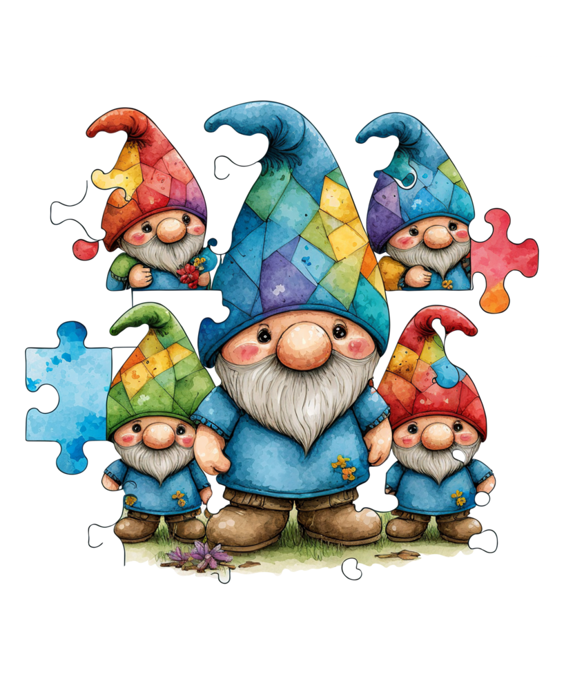 söt gnome autism vattenfärg ai generativ png