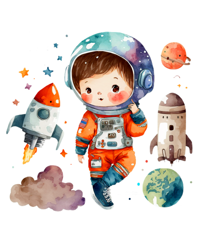 enfant astronaute aquarelle ai génératif png