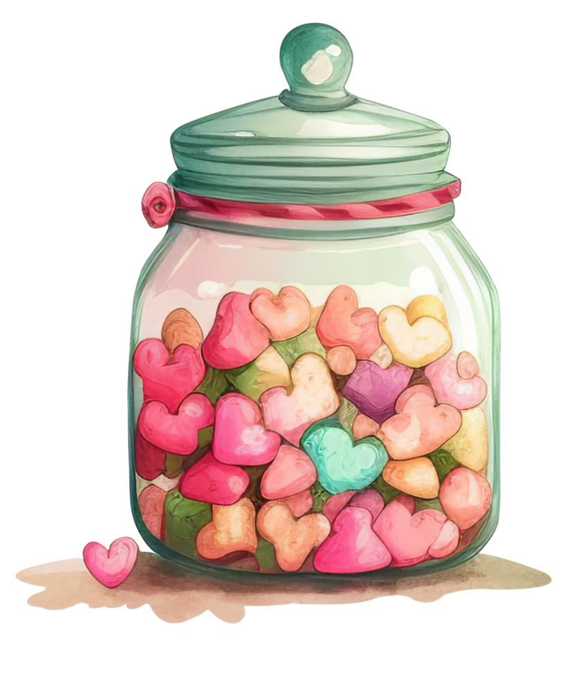 Free Candy Glass Jar Valentine Day colorful hearts ai generative