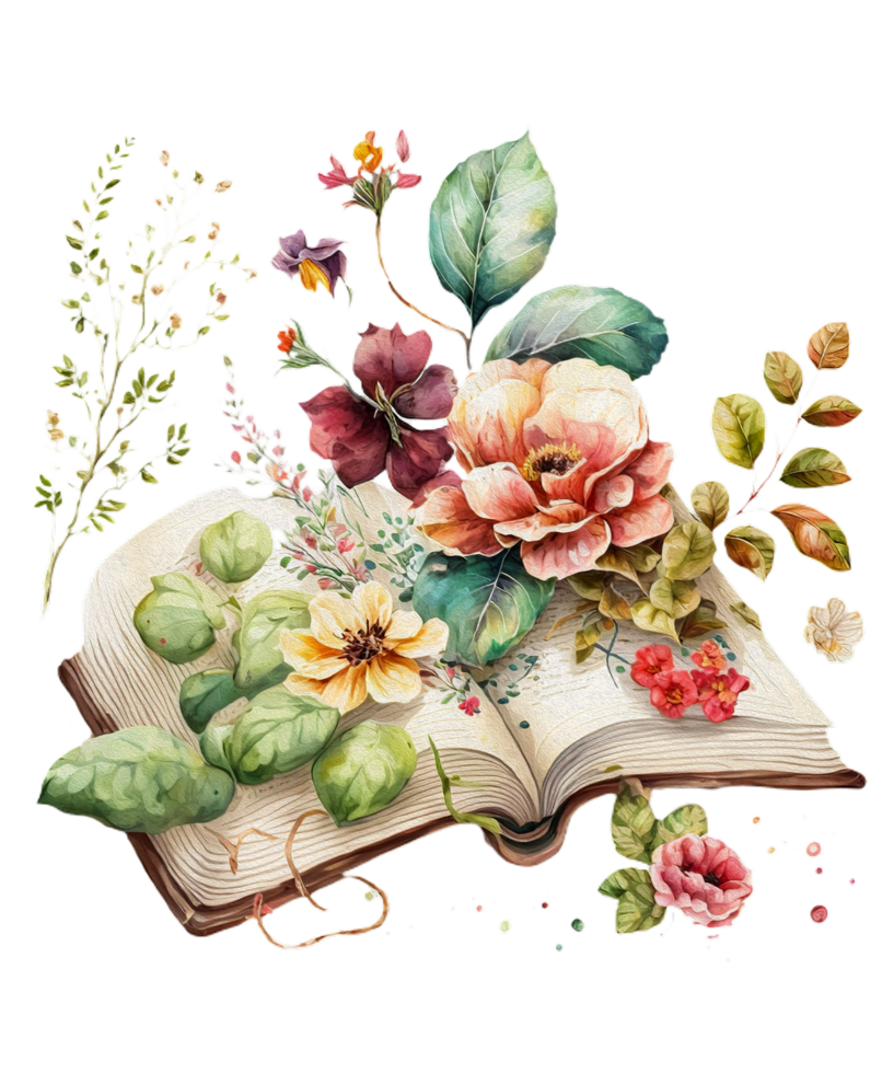 Blumen- Buch Aquarell ai generativ png