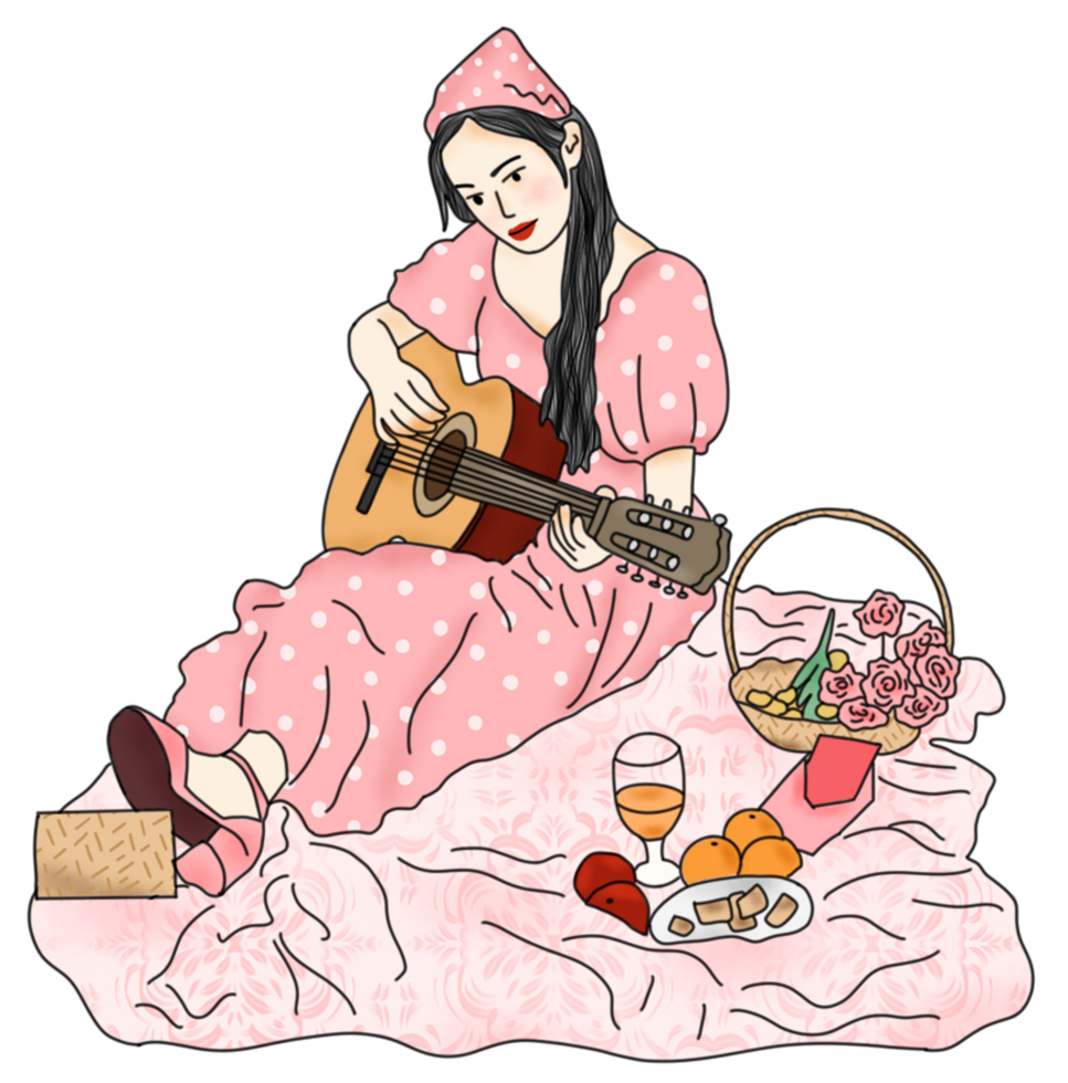 girl having a picnic in the park png
