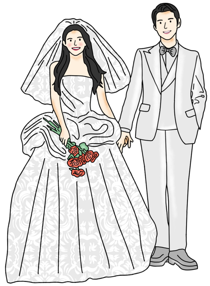 hand drawn wedding illustration png