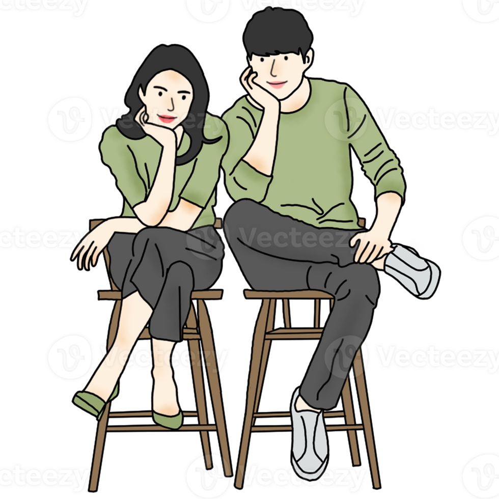 hand drawn couple illustration png