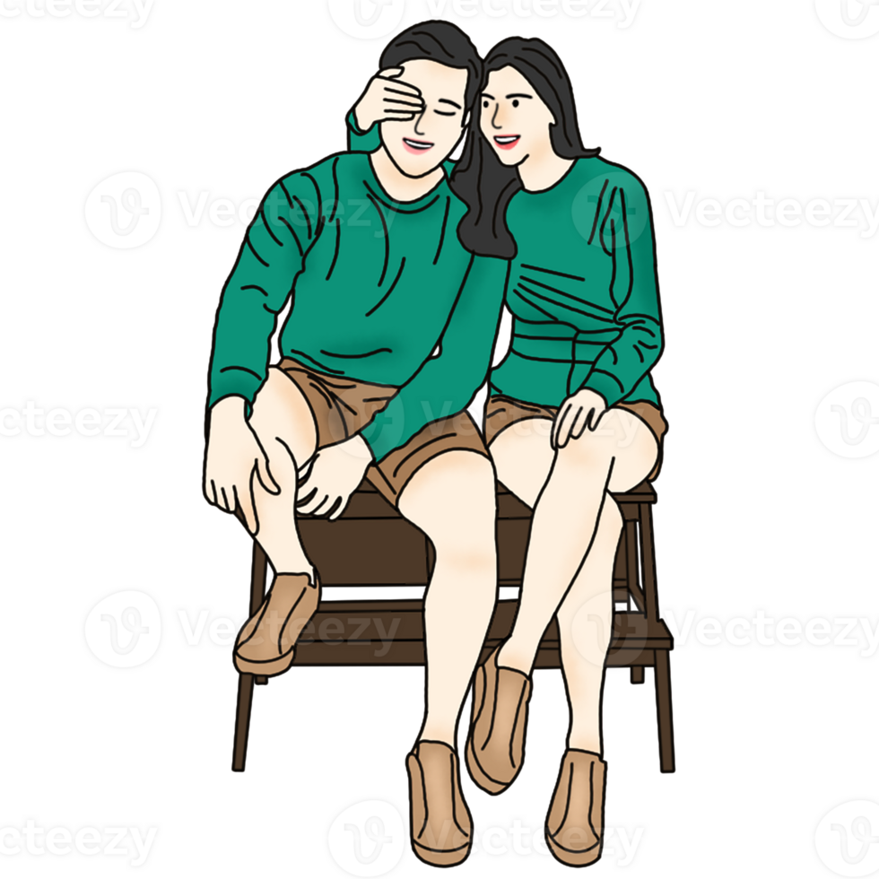 hand drawn couple illustration png