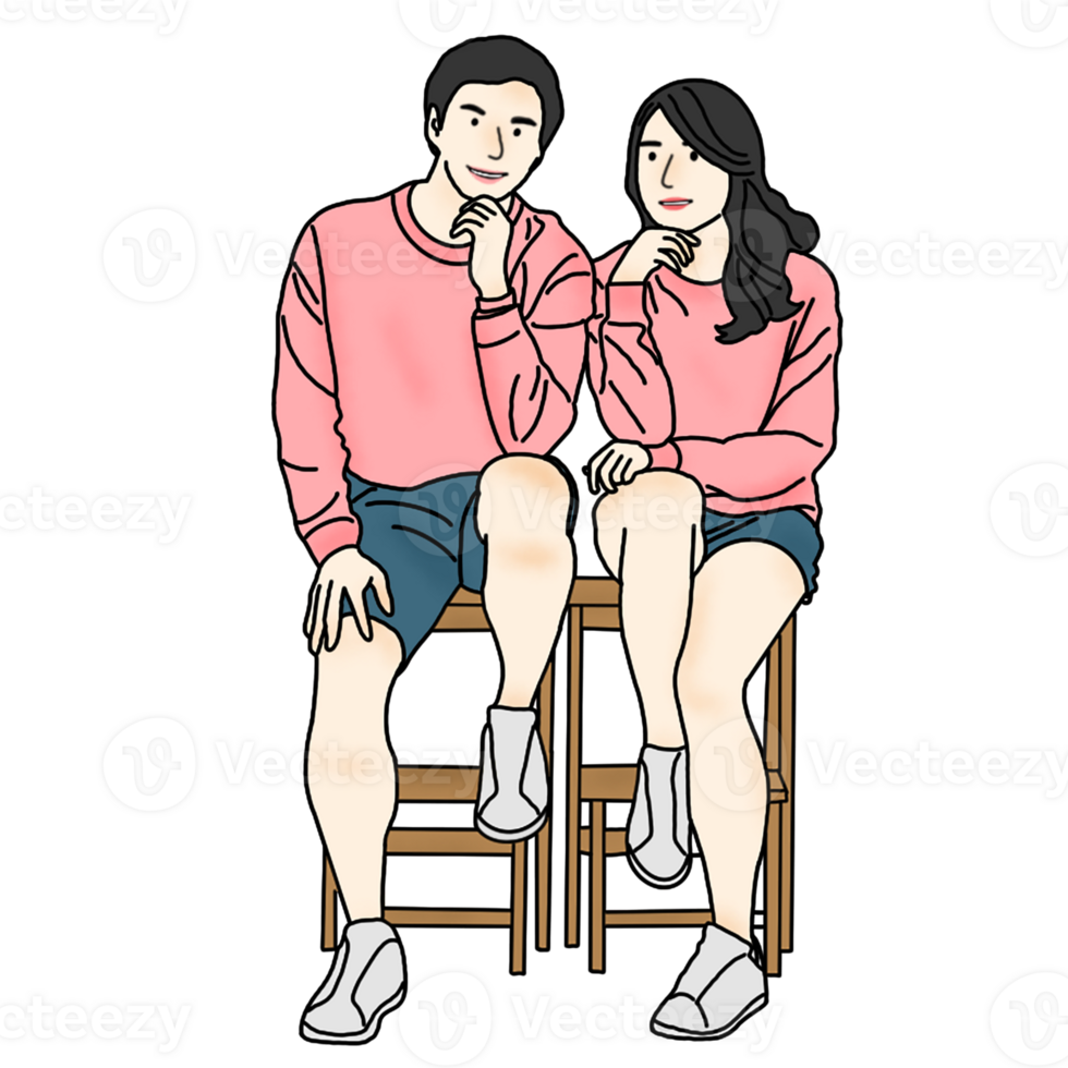 hand drawn couple illustration png