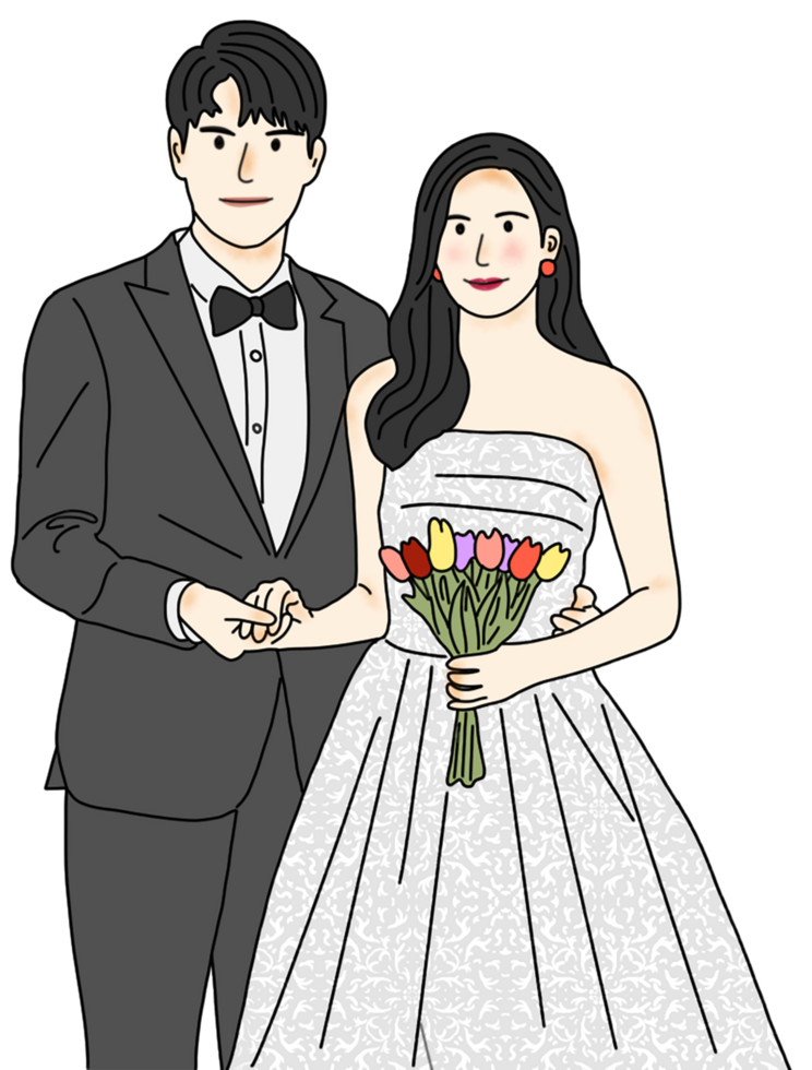 hand drawn wedding illustration png