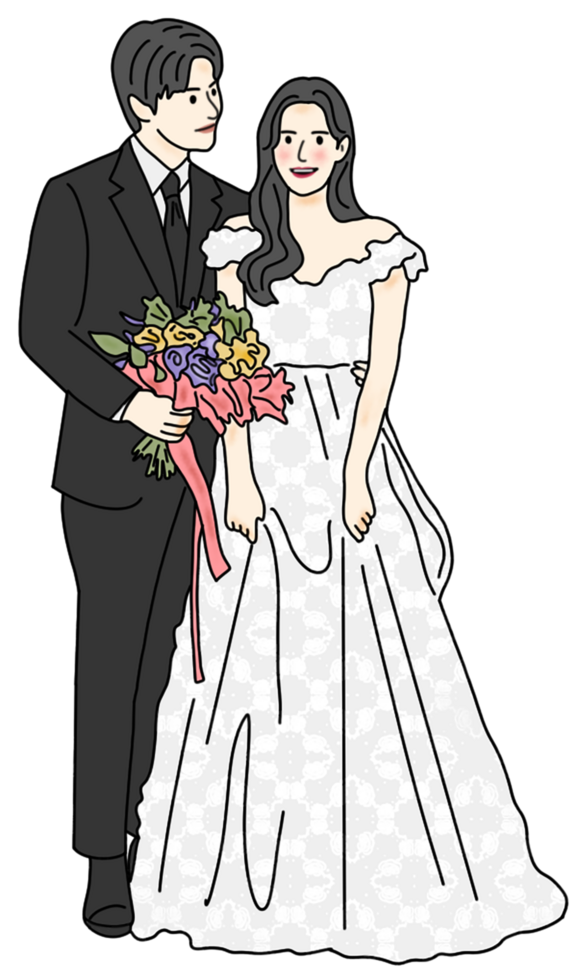 hand drawn wedding illustration png