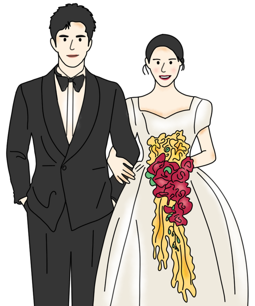 hand drawn wedding illustration png