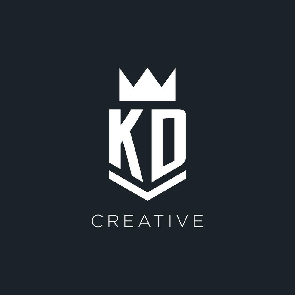 KD logo with shield and crown, initial monogram logo design vector