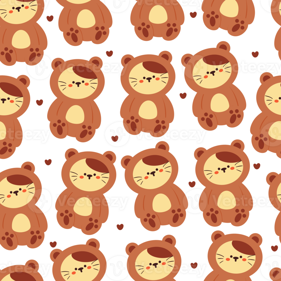 seamless pattern cartoon cat. cute animal wallpaper for textile, gift wrap paper png