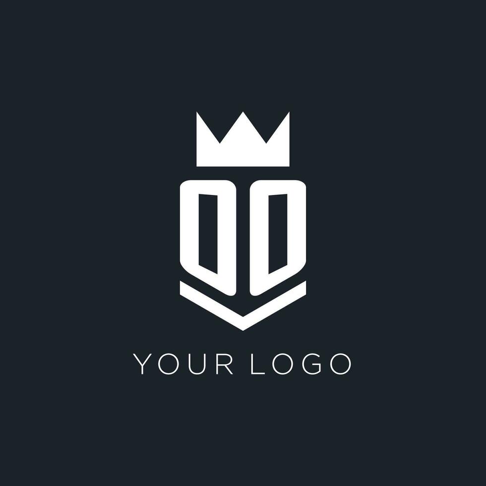 OO logo with shield and crown, initial monogram logo design vector