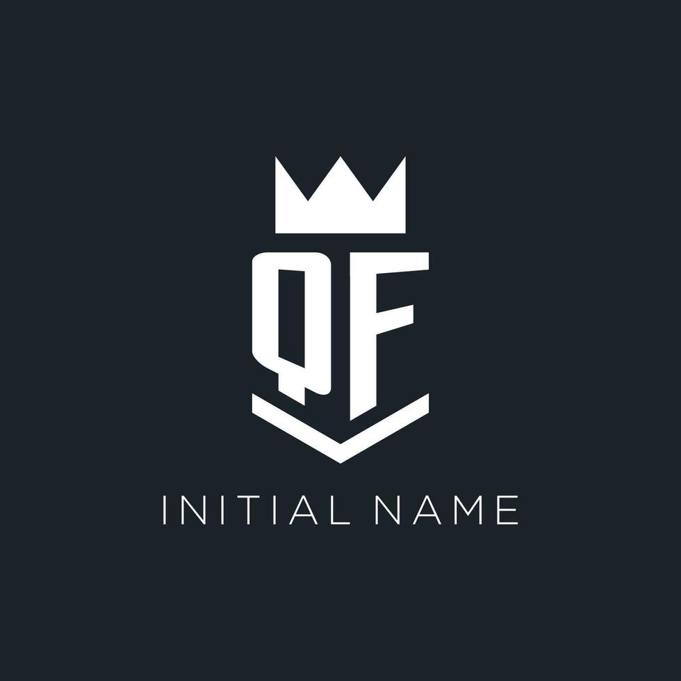 QF logo with shield and crown, initial monogram logo design vector