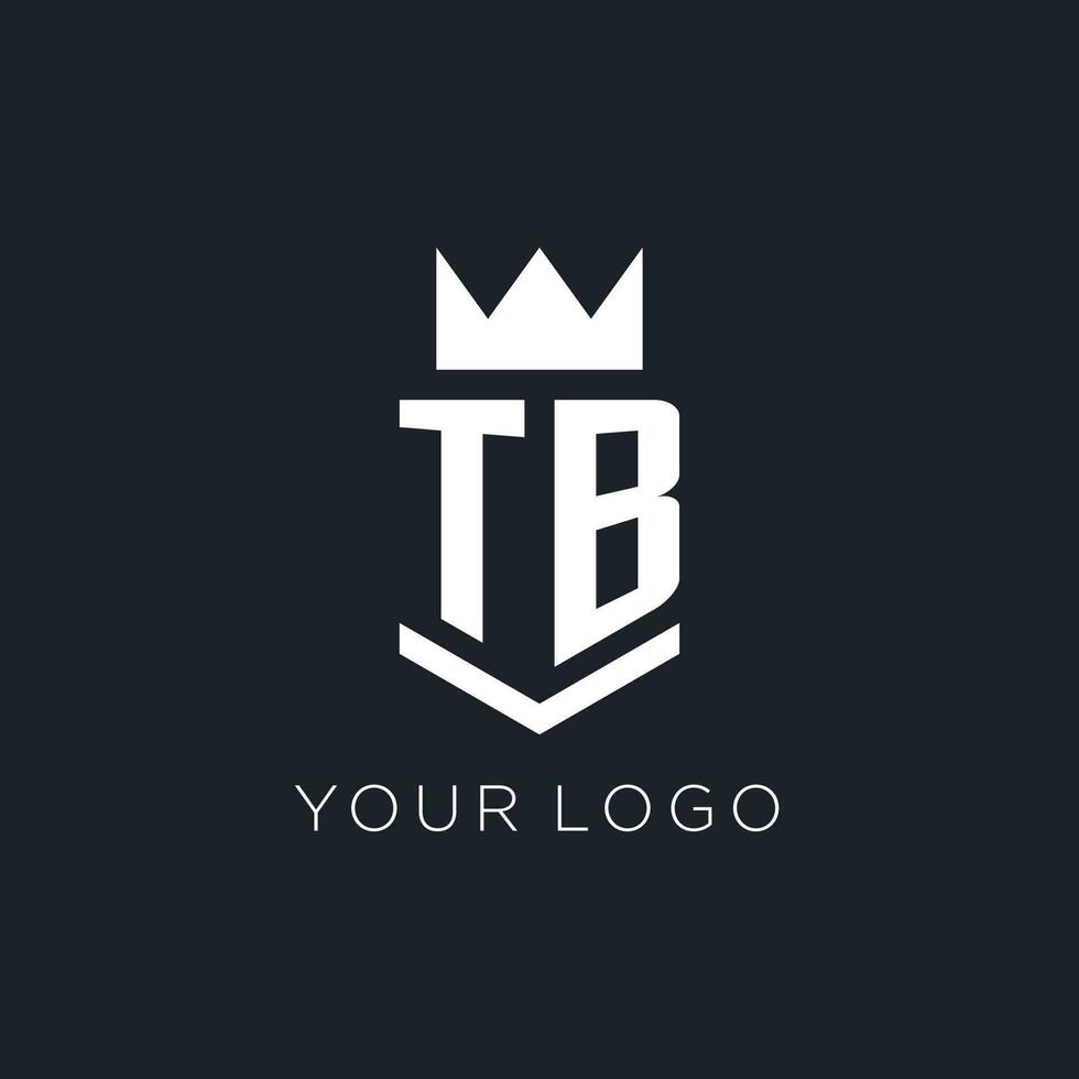 TB logo with shield and crown, initial monogram logo design vector