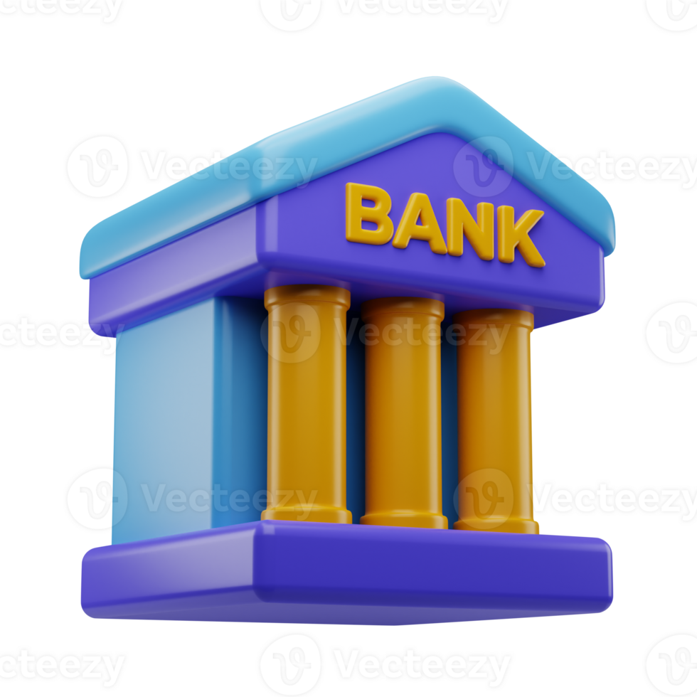 3D Bank Render Illustration png