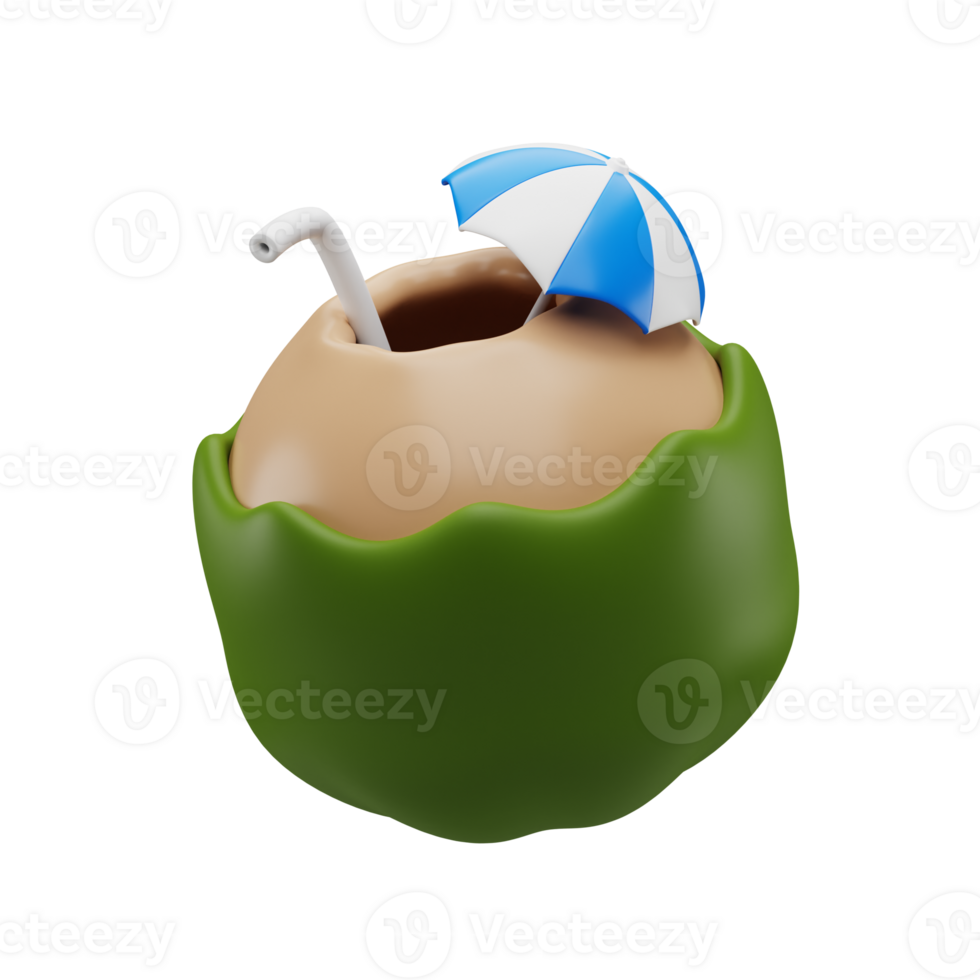3D Coconut Drink Render Illustration png