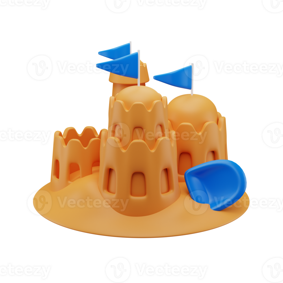 3d le sable Château rendre illustration png