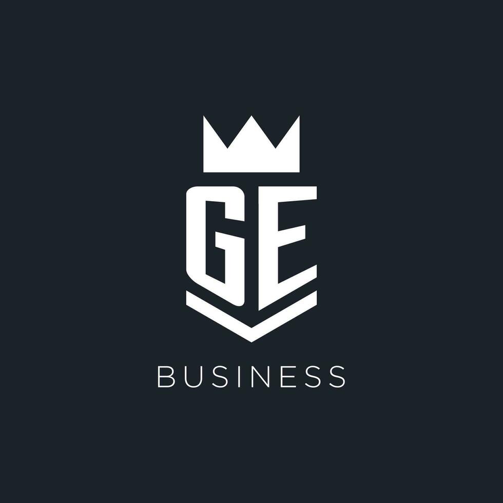 GE logo with shield and crown, initial monogram logo design vector