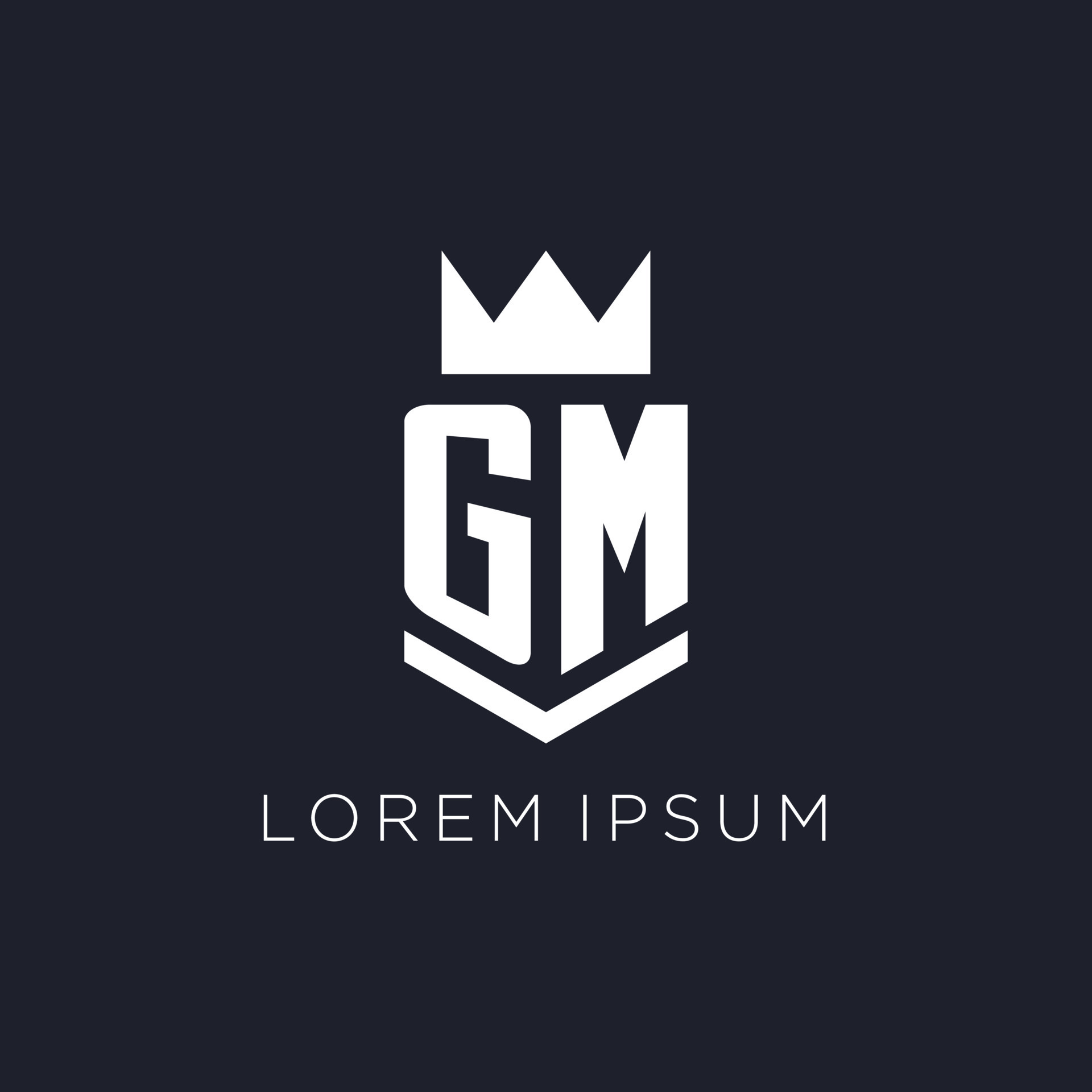 GM Logo Monogram Shield Crown Luxury Design Stock Vector - Illustration of  alphabet, font: 236306283